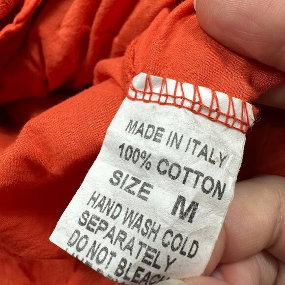 Vanessa Zani New Made In Italy Orange Cotton Eyelet Midi Casual Dress Medium - Picture 8 of 12